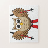 Cute Owl Skiing Cartoon Legpuzzel (Verticaal)