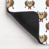 Cute Owl Skiing Cartoon Muismat (Hoek)