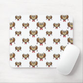 Cute Owl Skiing Cartoon Muismat (Met muis)