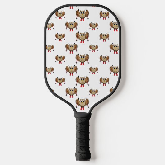 Cute Owl Skiing Cartoon Pickleball Paddle (Voorkant)
