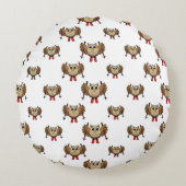 Cute Owl Skiing Cartoon Rond Kussen (Voorkant)