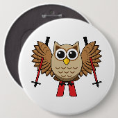 Cute Owl Skiing Cartoon Ronde Button 6,0 Cm (Voorkant /achterkant)