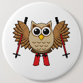 Cute Owl Skiing Cartoon Ronde Button 6,0 Cm (Voorkant)