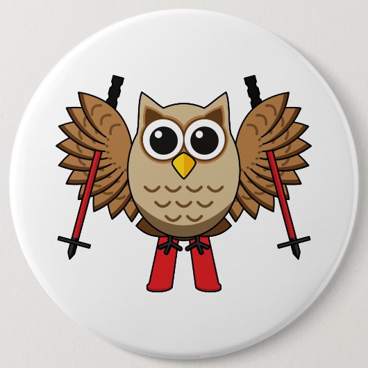 Cute Owl Skiing Cartoon Ronde Button 6,0 Cm (Voorkant)