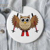 Cute Owl Skiing Cartoon Ronde Button 6,0 Cm (In situ)