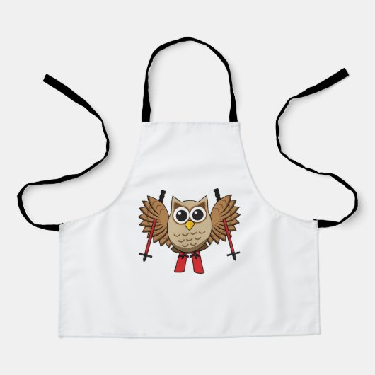 Cute Owl Skiing Cartoon Schort (Voorkant)