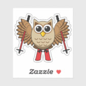Cute Owl Skiing Cartoon Sticker (Vel)