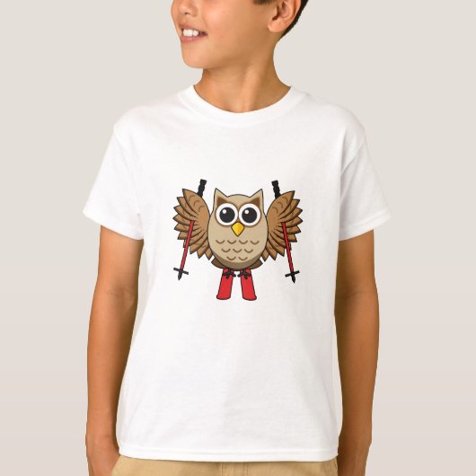 Cute Owl Skiing Cartoon T-shirt (Voorkant)