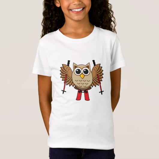 Cute Owl Skiing Cartoon T-shirt (Voorkant)