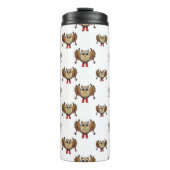 Cute Owl Skiing Cartoon Thermosbeker (Voorkant)