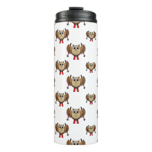 Cute Owl Skiing Cartoon Thermosbeker