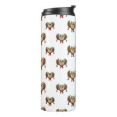 Cute Owl Skiing Cartoon Thermosbeker (Gedraaid links)