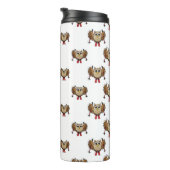 Cute Owl Skiing Cartoon Thermosbeker (Geroteerd rechts)