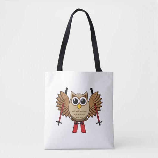 Cute Owl Skiing Cartoon Tote Bag (Voorkant)