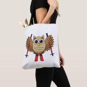 Cute Owl Skiing Cartoon Tote Bag (Dichtbij)