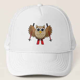 Cute Owl Skiing Cartoon Trucker Pet