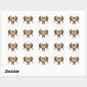 Cute Owl Skiing Cartoon Vierkante Sticker (Vel)