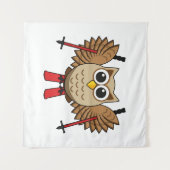 Cute Owl Skiing Cartoon Wandkleed (Voorkant (horizontaal))