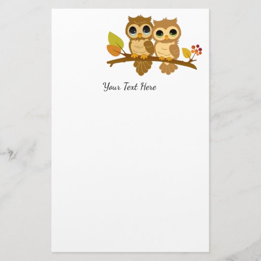 Cute Owl Stationery Briefpapier (Voorkant)