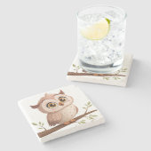 Cute Owl Stenen Onderzetter (Zijkant)