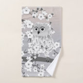Cute Owl Taupe Grey Bad Handdoek (Handdoek)
