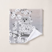 Cute Owl Taupe Grey Bad Handdoek (Wasdoekje)