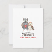 Cute Owl Teacher Valentijnsdag Feestdagenkaart (Voorkant)