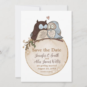 Cute Owl Thgerespecding Wedding Save the Date Wood