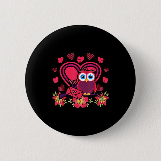 Cute Owl Valentines Day Gift Bird Owl Ronde Button 5,7 Cm (Voorkant)