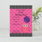 Cute owl verjaardagsuitnodiging kaart (Staand voorkant)
