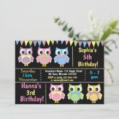 Cute Owl verjaardagsuitnodiging Kaart (Staand voorkant)
