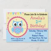 Cute owl verjaardagsuitnodiging kaart (Voorkant)