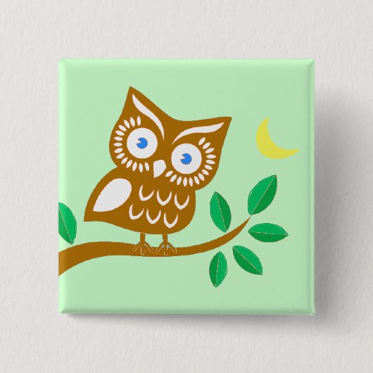 Cute Owl Vierkante Button 5,1 Cm (Voorkant)