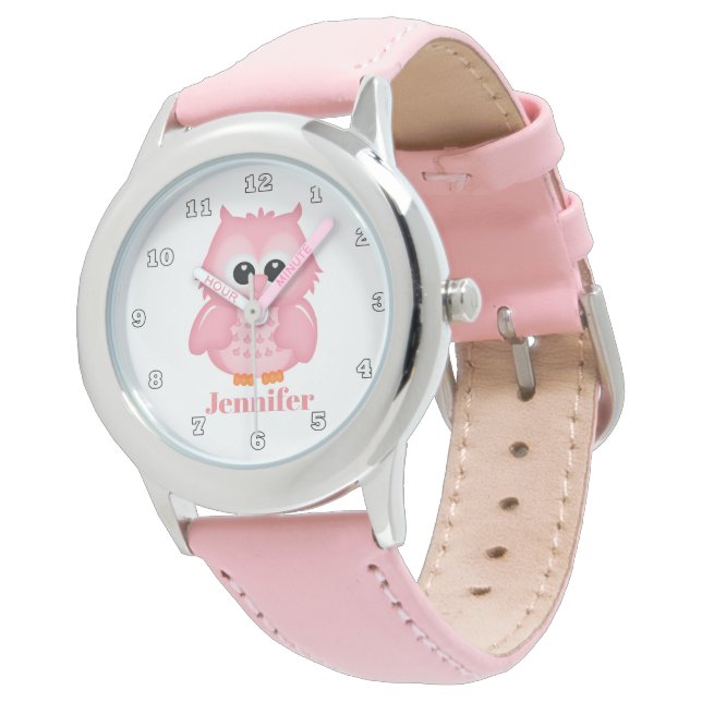 Cute owl voegt naam meisjes toe horloge (Gekanteld)