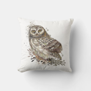 Cute Owl ,Watercolor Bird Nature  Kussen