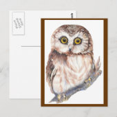 Cute Owl - Waterverf Bird Collectie Briefkaart (Voorkant / Achterkant)