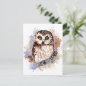 Cute Owl - Waterverf Bird Collectie Briefkaart (Staand voorkant)