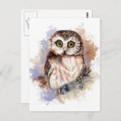 Cute Owl - Waterverf Bird Collectie Briefkaart (Voorkant / Achterkant)