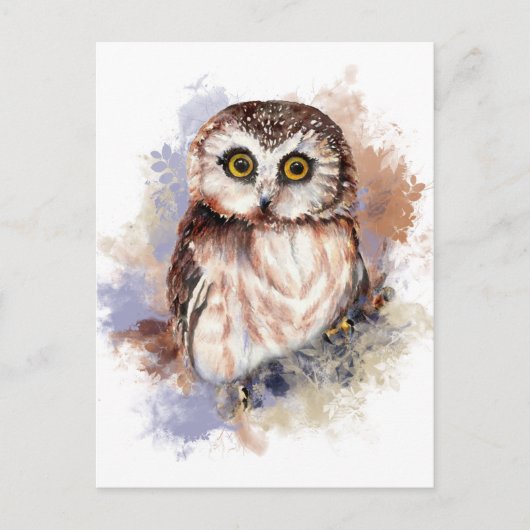 Cute Owl - Waterverf Bird Collectie Briefkaart (Voorkant)