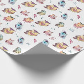 Cute Owl Waterverf Pattern | wit Cadeaupapier (Hoek)