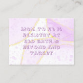 Cute Owl Waterverf Splash Baby Registry Visitekaartje (Achterkant)