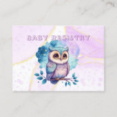 Cute Owl Waterverf Splash Baby Registry Visitekaartje (Voorkant)