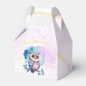 Cute Owl Waterverf Splash Girl Baby shower Bedankdoosjes (Achterkant)
