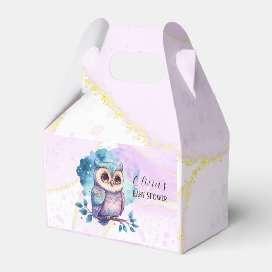 Cute Owl Waterverf Splash Girl Baby shower Bedankdoosjes (Voorkant Zijde)