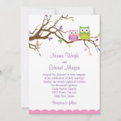 Cute Owl Wedding Invitation Kaart (Voorkant)