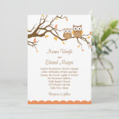 Cute Owl Wedding Invitation Kaart (Staand voorkant)