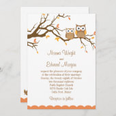 Cute Owl Wedding Invitation Kaart (Voorkant / Achterkant)