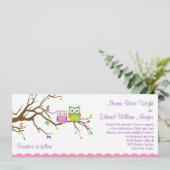 Cute Owl Wedding Invitation Kaart (Staand voorkant)