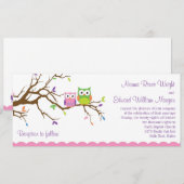 Cute Owl Wedding Invitation Kaart (Voorkant / Achterkant)