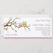 Cute Owl Wedding Invitation Kaart (Voorkant)